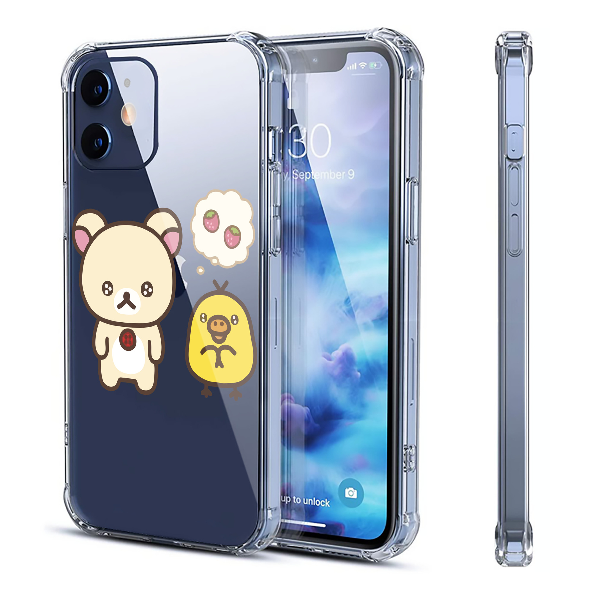 （画像用） リラックマ リラックマ キイロイトリ Rilakkuma Korilakkuma Kiiroitori 【iPhone 12シリーズ対応】透明スマホケース（クリアソフトケース）